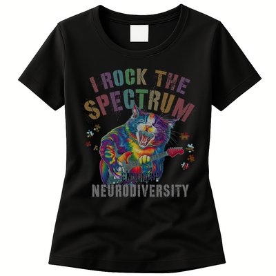 Funny I ROCK THE SPECTRUM Autism Awareness Dad Support Womens T-Shirt