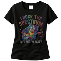 Funny I ROCK THE SPECTRUM Autism Awareness Dad Support Womens T-Shirt
