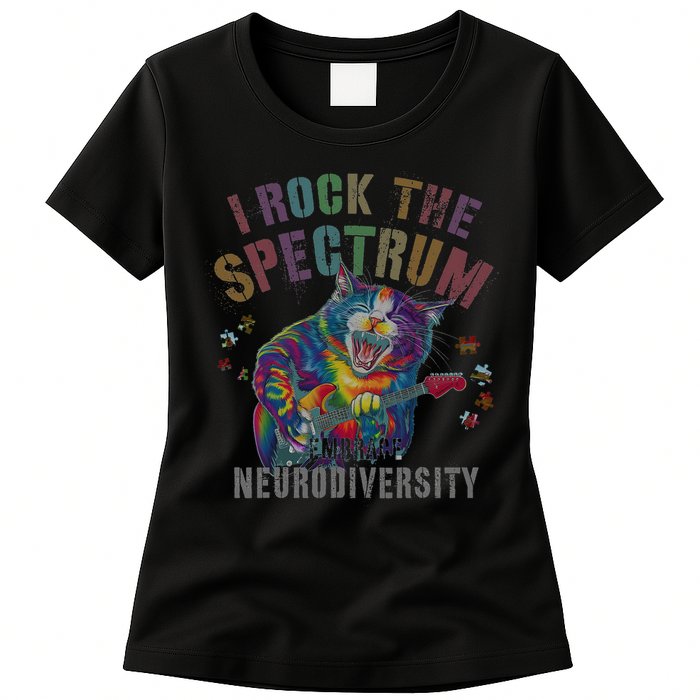 Funny I ROCK THE SPECTRUM Autism Awareness Dad Support Womens T-Shirt