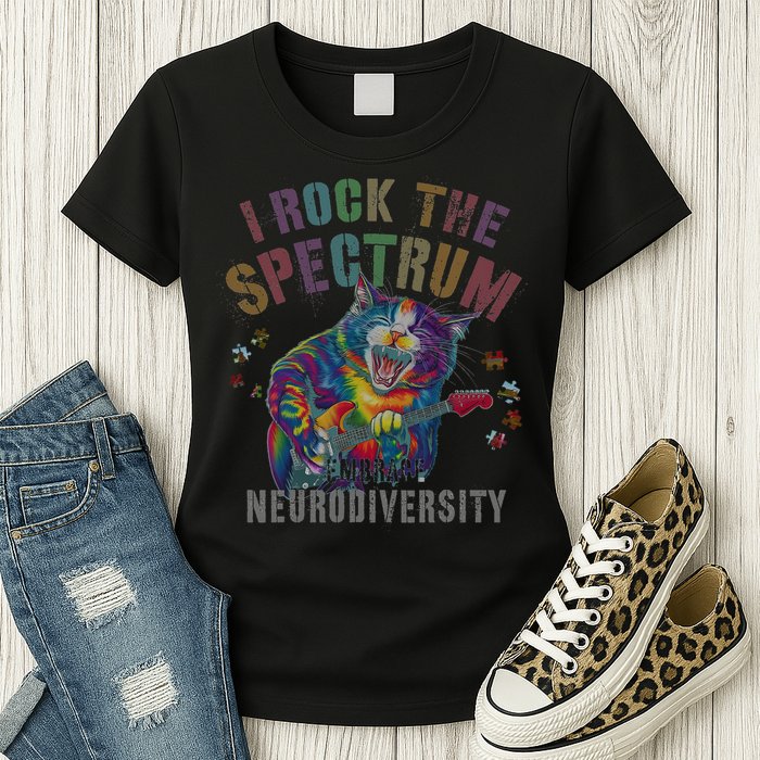 Funny I ROCK THE SPECTRUM Autism Awareness Dad Support Womens T-Shirt
