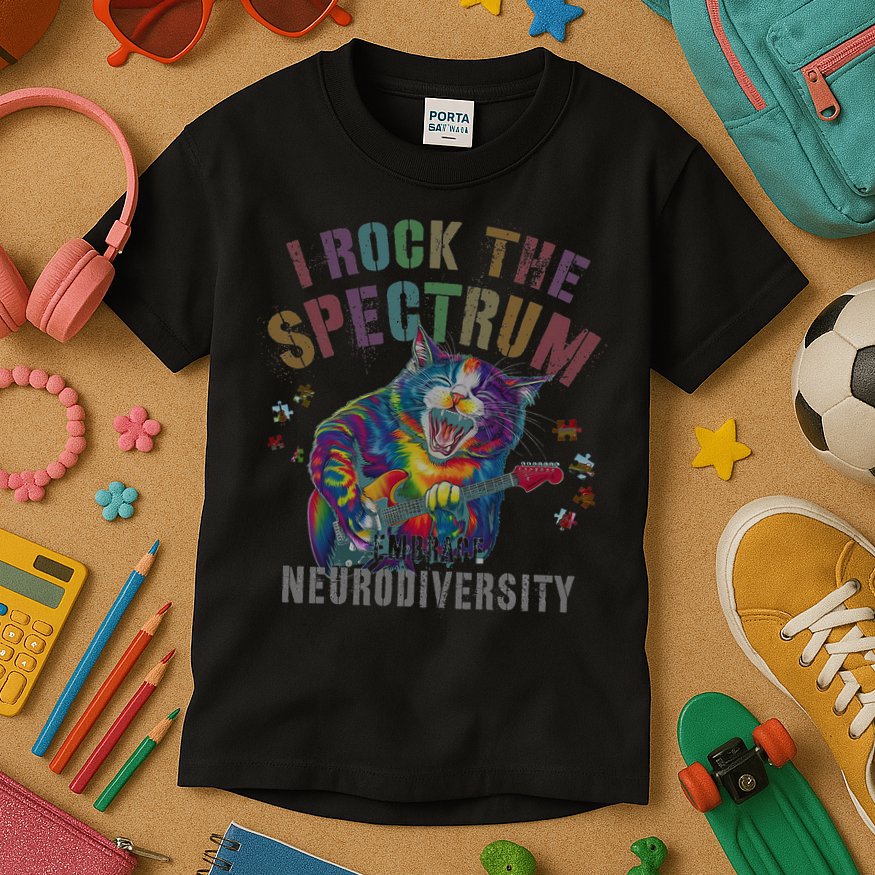 Funny I ROCK THE SPECTRUM Autism Awareness Dad Support Kids T-Shirt