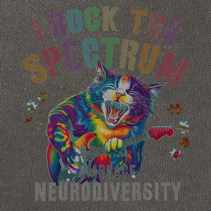 Funny I ROCK THE SPECTRUM Autism Awareness Dad Support Cotton Canvas Backpack