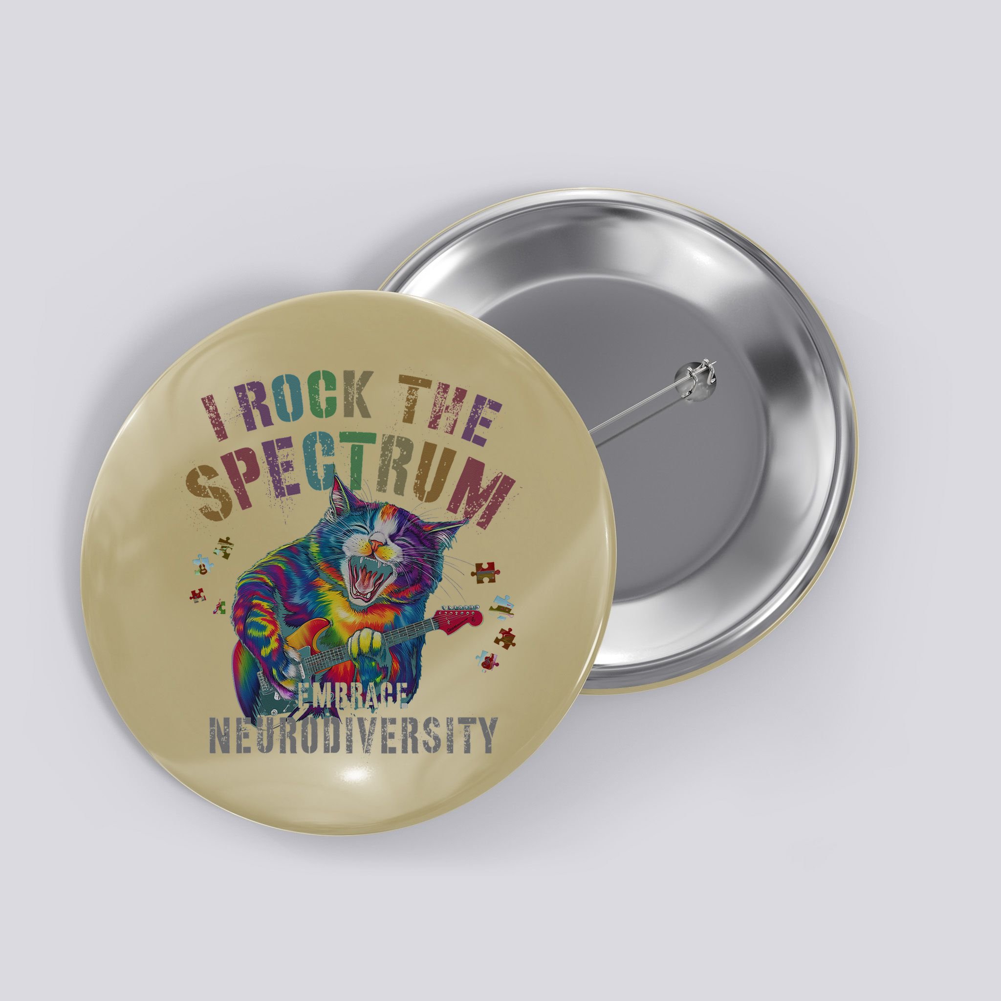 Funny I ROCK THE SPECTRUM Autism Awareness Dad Support Button