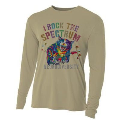 Funny I ROCK THE SPECTRUM Autism Awareness Dad Support Cooling Performance Long Sleeve Crew