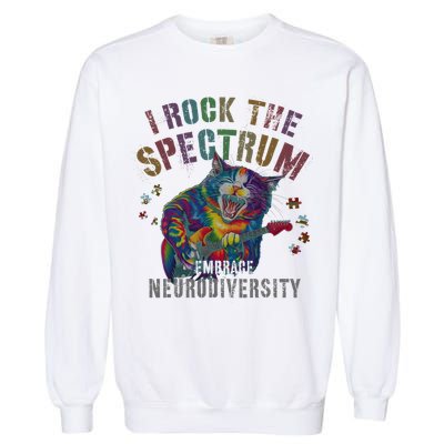 Funny I ROCK THE SPECTRUM Autism Awareness Dad Support Garment-Dyed Sweatshirt