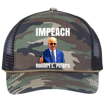 Funny Impeach Robert L Peters Anti Biden Trump Lover Retro Rope Trucker Hat Cap