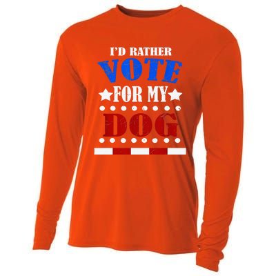 Funny ID Rather Vote For My Dog Humorous Cooling Performance Long Sleeve Crew