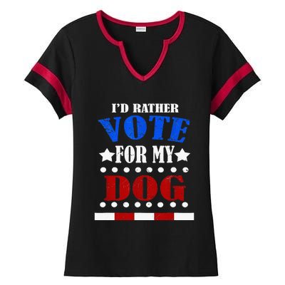 Funny ID Rather Vote For My Dog Humorous Ladies Halftime Notch Neck Tee