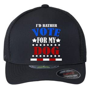 Funny ID Rather Vote For My Dog Humorous Flexfit Unipanel Trucker Cap