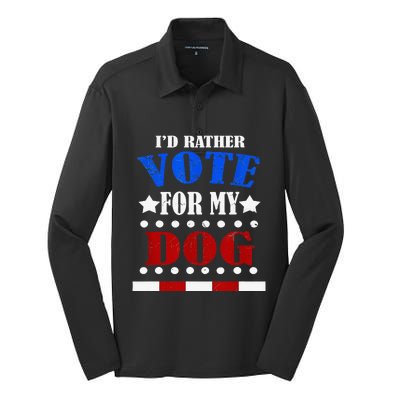 Funny ID Rather Vote For My Dog Humorous Silk Touch Performance Long Sleeve Polo