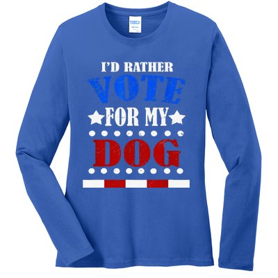 Funny ID Rather Vote For My Dog Humorous Ladies Long Sleeve Shirt