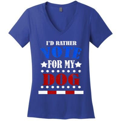 Funny ID Rather Vote For My Dog Humorous Women's V-Neck T-Shirt