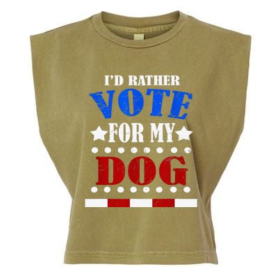 Funny ID Rather Vote For My Dog Humorous Garment-Dyed Women's Muscle Tee