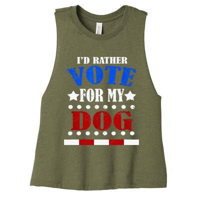 Funny ID Rather Vote For My Dog Humorous Women's Racerback Cropped Tank