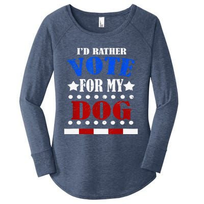 Funny ID Rather Vote For My Dog Humorous Women's Perfect Tri Tunic Long Sleeve Shirt