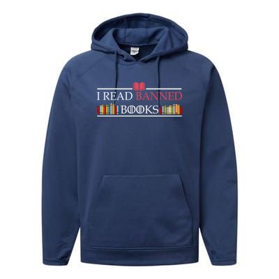 Funny I Read Banned Books Funny Gift National Librarian Week Great Gift Performance Fleece Hoodie