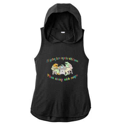 Frog I'd Rather Have Crumbs With Bums Ladies PosiCharge Tri-Blend Wicking Draft Hoodie Tank