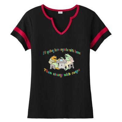 Frog I'd Rather Have Crumbs With Bums Ladies Halftime Notch Neck Tee