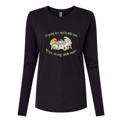 Frog I'd Rather Have Crumbs With Bums Womens Cotton Relaxed Long Sleeve T-Shirt