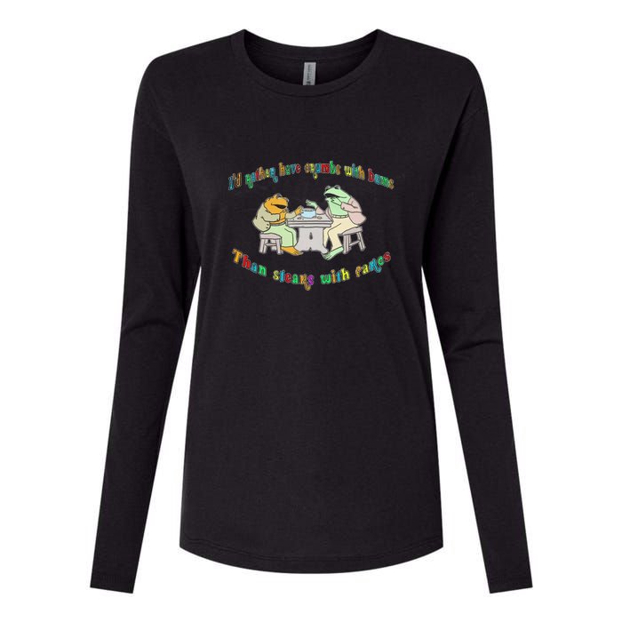 Frog I'd Rather Have Crumbs With Bums Womens Cotton Relaxed Long Sleeve T-Shirt