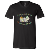 Frog I'd Rather Have Crumbs With Bums V-Neck T-Shirt