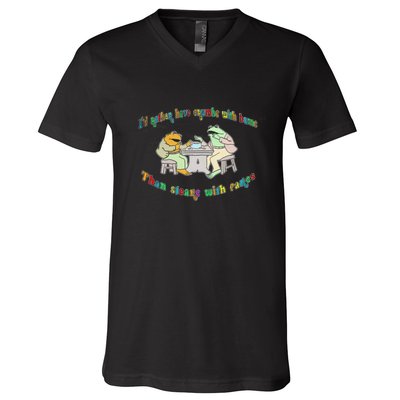 Frog I'd Rather Have Crumbs With Bums V-Neck T-Shirt