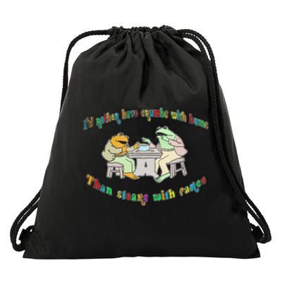 Frog I'd Rather Have Crumbs With Bums Drawstring Bag