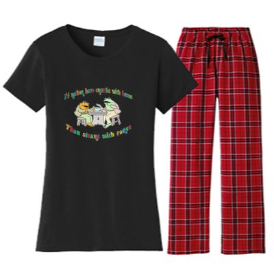 Frog I'd Rather Have Crumbs With Bums Women's Flannel Pajama Set