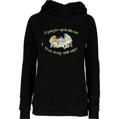 Frog I'd Rather Have Crumbs With Bums Womens Funnel Neck Pullover Hood