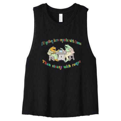 Frog I'd Rather Have Crumbs With Bums Women's Racerback Cropped Tank