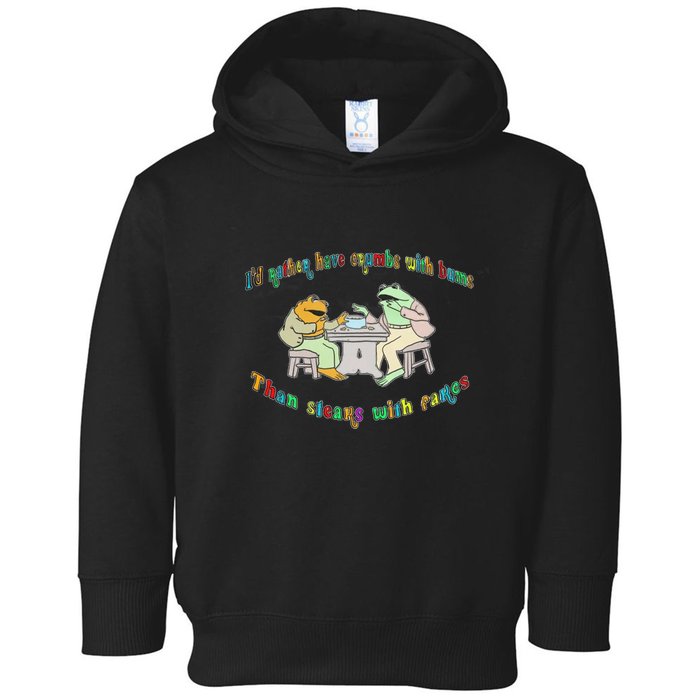 Frog I'd Rather Have Crumbs With Bums Toddler Hoodie