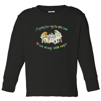 Frog I'd Rather Have Crumbs With Bums Toddler Long Sleeve Shirt