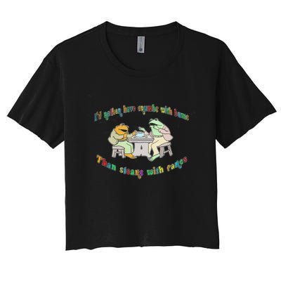 Frog I'd Rather Have Crumbs With Bums Women's Crop Top Tee