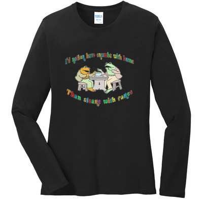 Frog I'd Rather Have Crumbs With Bums Ladies Long Sleeve Shirt