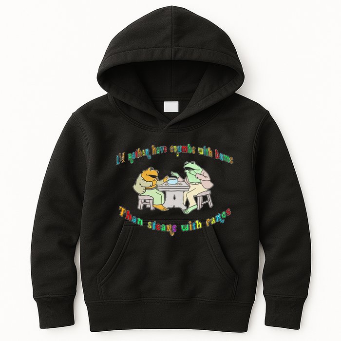 Frog I'd Rather Have Crumbs With Bums Kids Hoodie