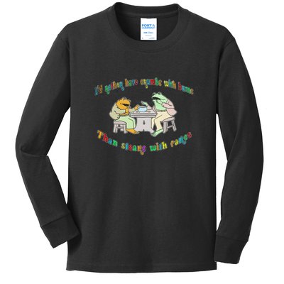 Frog I'd Rather Have Crumbs With Bums Kids Long Sleeve Shirt