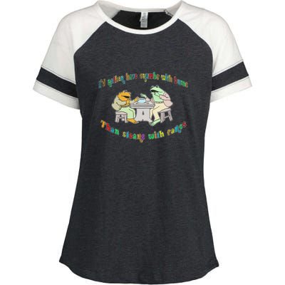 Frog I'd Rather Have Crumbs With Bums Enza Ladies Jersey Colorblock Tee