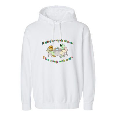 Frog I'd Rather Have Crumbs With Bums Garment-Dyed Fleece Hoodie