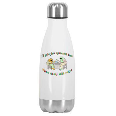 Frog I'd Rather Have Crumbs With Bums Stainless Steel Insulated Water Bottle