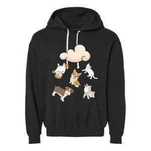 Funny Idiom Raining Cats And Dogs Kitten Puppy For Pet Lover Garment-Dyed Fleece Hoodie