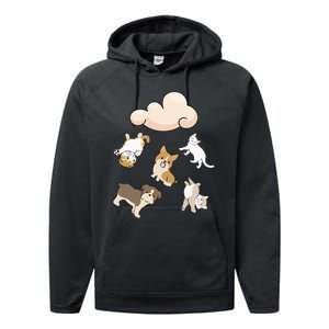 Funny Idiom Raining Cats And Dogs Kitten Puppy For Pet Lover Performance Fleece Hoodie