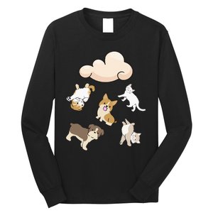 Funny Idiom Raining Cats And Dogs Kitten Puppy For Pet Lover Long Sleeve Shirt