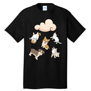 Funny Idiom Raining Cats And Dogs Kitten Puppy For Pet Lover Tall T-Shirt