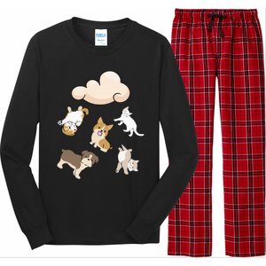 Funny Idiom Raining Cats And Dogs Kitten Puppy For Pet Lover Long Sleeve Pajama Set