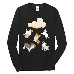 Funny Idiom Raining Cats And Dogs Kitten Puppy For Pet Lover Tall Long Sleeve T-Shirt