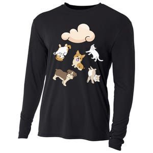 Funny Idiom Raining Cats And Dogs Kitten Puppy For Pet Lover Cooling Performance Long Sleeve Crew