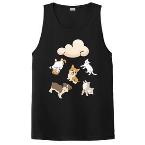 Funny Idiom Raining Cats And Dogs Kitten Puppy For Pet Lover PosiCharge Competitor Tank