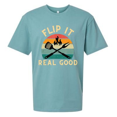 Flip It Real Good Funny BBQ Cookout Grill Masters Sueded Cloud Jersey T-Shirt