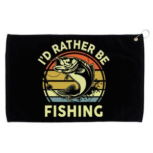 Funny Id Rather Be Fishing Grommeted Golf Towel