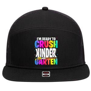 Funny I'm Ready To Crush Kindergarten Back To School 7 Panel Mesh Trucker Snapback Hat